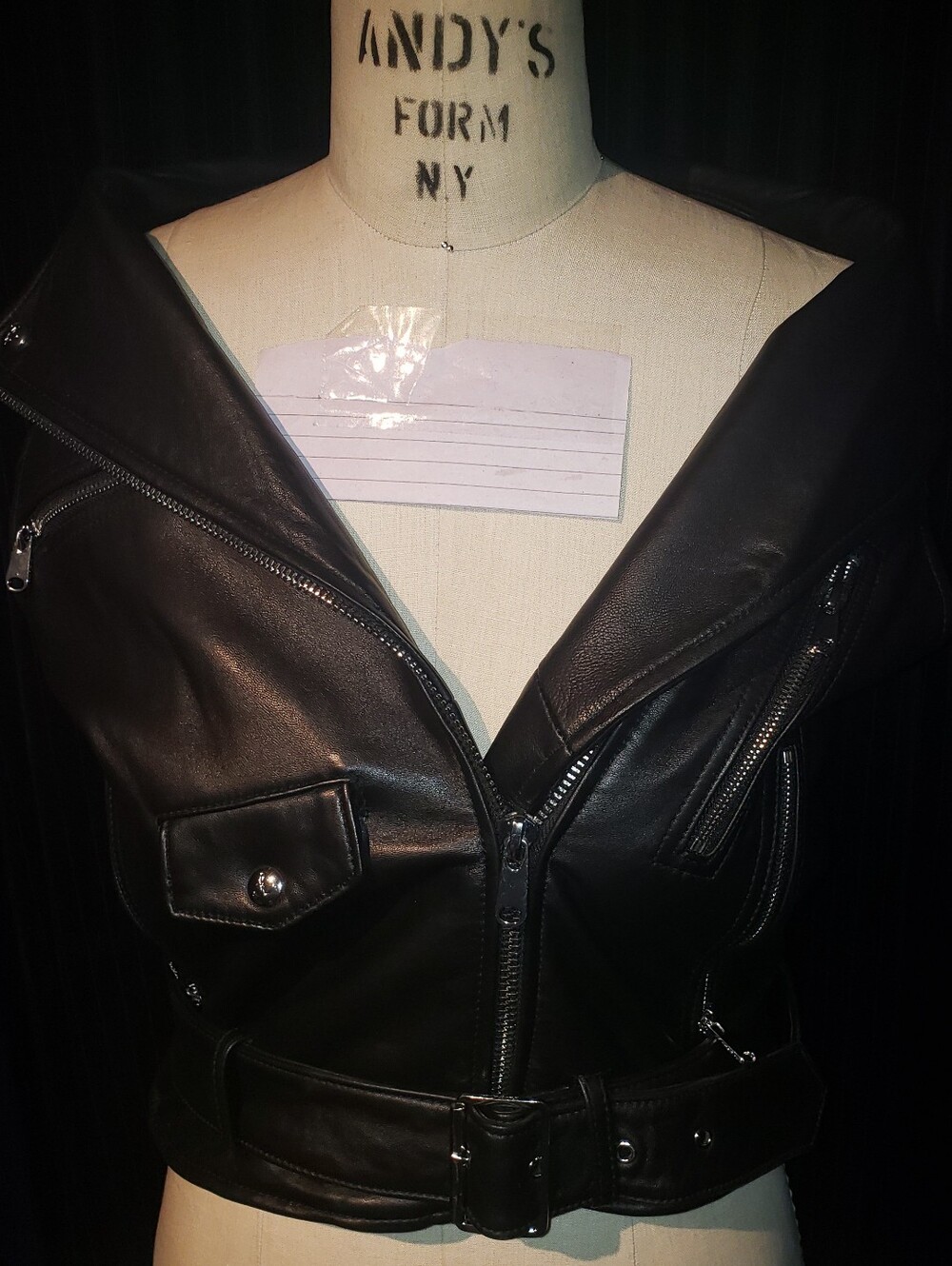 Crop Genuine Lambskin Leather Biker Multiple Zipper Pockets Vest S